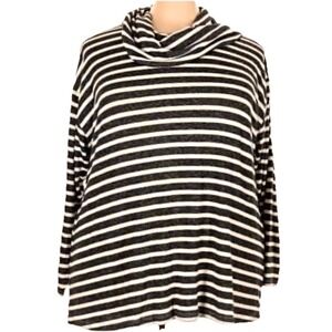 Lane Bryant Sweater Womens 14/16 Stripe Cowl Neck Jersey Knit Cottage Coastal
